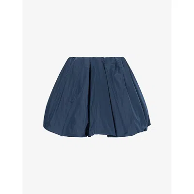 Issey Miyake Womens Correlation Woven Balloon Mini Skirt Blue