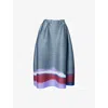 Issey Miyake Womens Grainy Colours Knitted Midi Skirt Dark Blue Gray In Gray