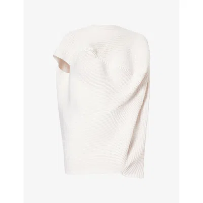 Issey Miyake Womens Found Pleated Knitted Top Neutral