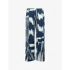Issey Miyake Womens Grayish Navy Refraction Abstract-print Pleated Knitted Trousers In Blue