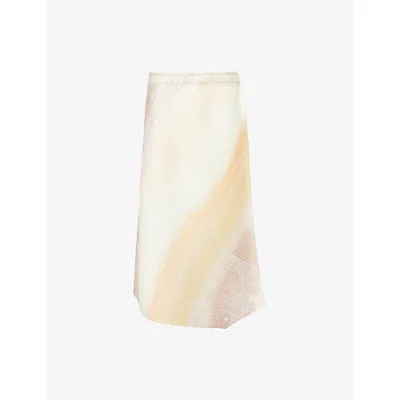 Issey Miyake Womens Greige Sea Bubble Pleats Midi Skirt In Multi