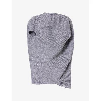 Issey Miyake Womens Grey Found Pleated Knitted Top In Gray