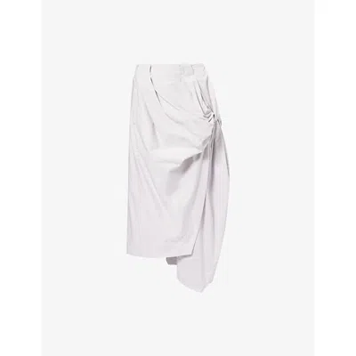 Issey Miyake Womens Grey Twist Drape Cotton Trousers In Gray
