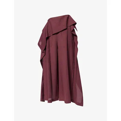 Issey Miyake Womens Purple All Squares Draped Woven Trousers