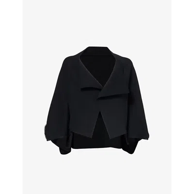 Issey Miyake Womens Campagne Draped Woven Cardigan Black