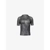 Issey Miyake Womens Chiffon High-neck Knitted Top Black In Black