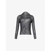 Issey Miyake Womens Black Chiffon Twist High-neck Chiffon Top In Black