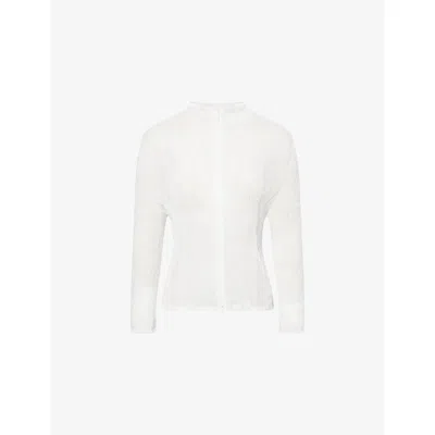 Issey Miyake Womens White Chiffon Twist Knitted Top