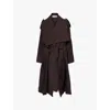 Issey Miyake Enclothe Oversized Washi Wool Trench Coat In Boneset Bordeaux