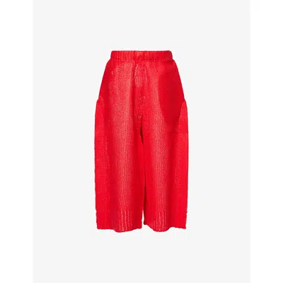 Issey Miyake Womens Red Panini Crop-leg Knitted Trousers
