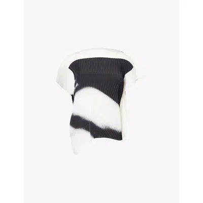 Issey Miyake Shadow Study Pleated Asymmetric Top In Black