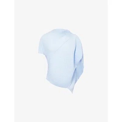 Issey Miyake Womens Light Blue Soft Fold Pleats Crêpe De Chine Top