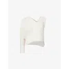 Issey Miyake Womens Stream Pleated-knit Cotton-blend Top Asa White In Asa White