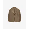 Issey Miyake Womens Khaki Soft Fold Pleats Shawl-collar Knitted Top In Brown