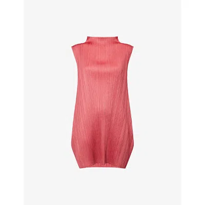 Issey Miyake Womens Dark Red Lamp Shade Sleeveless Knitted Top