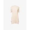 Issey Miyake Womens Light Beige Mock-neck Short-sleeve Knitted Tunic Top In White