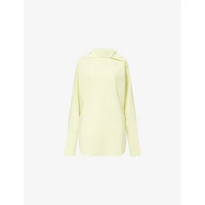 Issey Miyake Womens Light Green Odd Collared Cotton Shirt