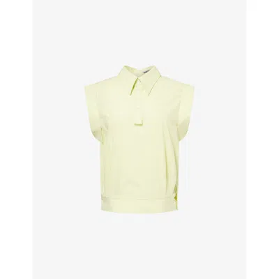 Issey Miyake Womens Light Green Odd Short-sleeve Cotton Shirt In Yellow