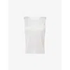 Issey Miyake Womens Light Grey Slim-fit Sleeveless Knitted Top In White