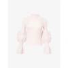 Issey Miyake Womens Lightpink Assemblage Branch Ribbed Knitted Top
