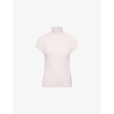 Issey Miyake Womens Wooly Pleats-56 Short-sleeves Knitted Top Lt Wisteria In Violet