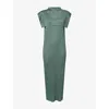 Issey Miyake Womens Monthly June Mock-neck Knitted Midi Dress Moss Green In Green