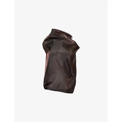 Issey Miyake Womens Eau Cowl-neck Woven Shirt Nasu Brown In Nasu Brown