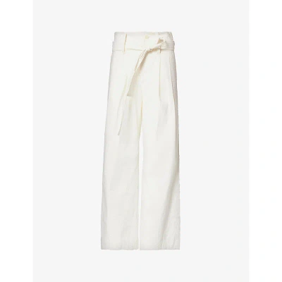 Issey Miyake Womens Off-white Shaped Membrane Detachable-belt Straight-leg Woven Trousers