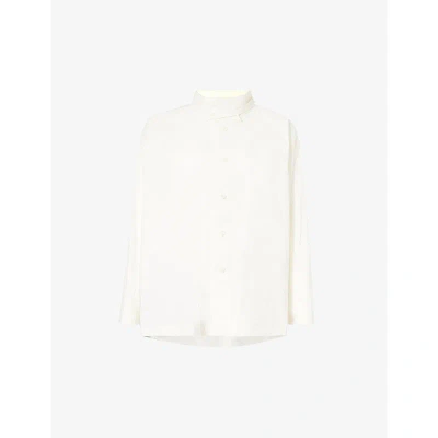 Issey Miyake Womens Offwhite Shaped Membrane Relaxed-fit Woven Shirt