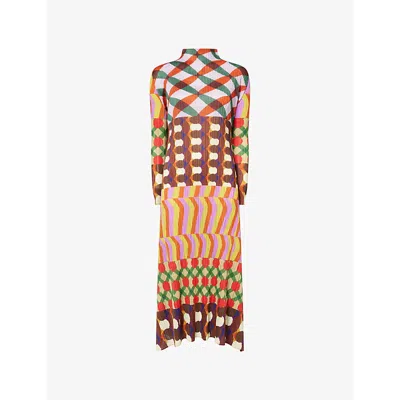 Issey Miyake Womens Pink Harmony Graphic-pattern Knit Midi Dress In Multi