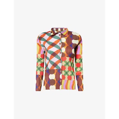 Issey Miyake Womens Pink Harmony Long-sleeves Knitted Shirt In Multi