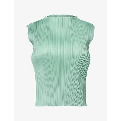 Issey Miyake Womens Pleats Please  August Sleeveless Knit Top In Green