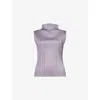 Issey Miyake Womens Grey Basics Mock-neck Knit Top In Purple