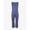Issey Miyake Short-sleeve Cotton Denim Jumpsuit In Blue