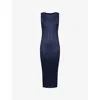 Issey Miyake Womens Navy Column Sleeveless Knitted Midi Dress In Navy