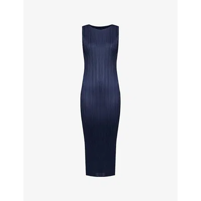 Issey Miyake Navy Monthly Colors August Midi Dress In 78 Dark Navy