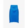 Issey Miyake Womens Blue Efficient Square Flared Midi Knitted Skirt In Blue