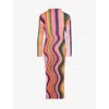 Issey Miyake Multicolor Warp Maxi Dress In Pink
