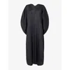 Issey Miyake Womens October Pleated Knitted Midi Dress Black In Black