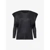 Issey Miyake Womens Black September Long-sleeve Knitted Top In Black