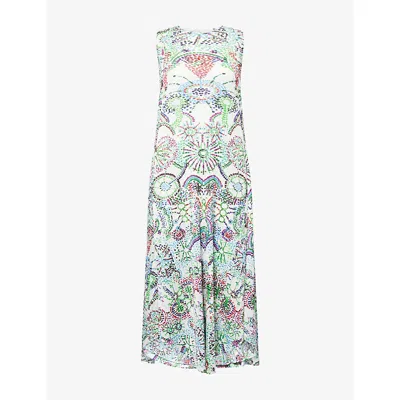 Issey Miyake Womens White Printed Knitted Midi Dress