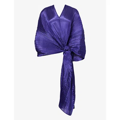 Issey Miyake Womens Pleats Please  Madame November Knit Stol In Purple