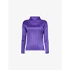 Issey Miyake Womens Purple Monthly Colors: November Pleated Knit Top In Purple