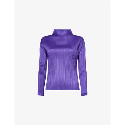 Issey Miyake Womens Purple Monthly Colors: November Pleated Knit Top