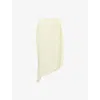 Issey Miyake Womens Pytalos Yellow Wrinkled And Twisted Asymmetric Knitted Midi Skirt In Neutral