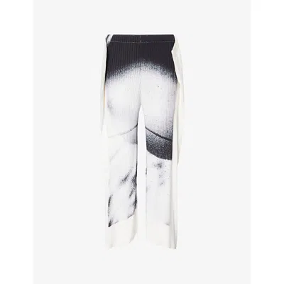 Issey Miyake Womens Shadow Study Pleats Asymmetric-cuffs Knitted Trousers In Multi
