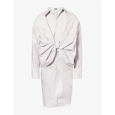Issey Miyake Womens Grey Twisted Drape Cotton-blend Shirt In White