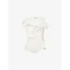 Issey Miyake Womens Washi White Shade And Shaded Asymmetric Knitted Top In Multi