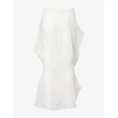 Issey Miyake Womens Washi White Shade And Shaded Slim-fit Knitted Midi Skirt