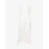 Issey Miyake Womens Washi White Wrinkled And Twisted Asymmetric Knitted Midi Dress In White